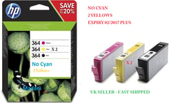 2x Yellow - No Cyan Genuine HP 364 Ink Cartridges For 5510 N9J73AE Black Magenta