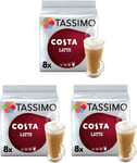 Tassimo Costa Latte Coffee Pods 16 Discs - (Pack of 3, Total 48 Discs, 24 Drinks
