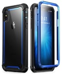 i-Blason iPhone X Case,iPhone XS Case, [Ares] Full-Body Rugged Clear Bumper Case with Built-in Screen Protector for Apple iPhone X 2017/ iPhone XS 2018 (Blue)