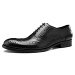 EEFF Men's Oxford Shoes Leather Brogues Business Formal Dress Derby Shoes Classic Style Wedding Lace Up Young Gentleman Shoes-black-38EU