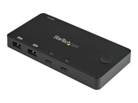 StarTech.com Switch KVM USB-C 2 Ports - Mini-commutateur 4K 60Hz HDMI UHD - Câbles Typec C inclus - Auto-alimenté - iPad Pro - Commutateur écran-clavier-souris/audio - 2 x KVM / audio - de bureau