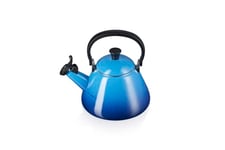 Le Creuset Kone Stove-Top Kettle with Whistle, Suitable for All Hob Types Including Induction and Cast Iron, Enamelled Steel, Capacity, 1.6 L, Azure, 92000200220000
