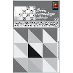 Sticker Carrelage Adhésif Gris Foncé/Clair, 10x10cm, 9 Formes Géométriques Scandinaves, Déco Cuisine/Salle de Bain, Autocollant Mural