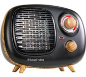 RUSSELL HOBBS RHRETPTC2001WDB Retro Fan Heater - Black & Brown, Brown,Black