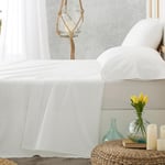 Burrito Blanco Ensemble de Draps Blancs Hotel Lisas 100% Coton Pour Lit Simple 120x190 cm Jusqu'à 120x200 cm (disponible en Plusieurs Tailles)