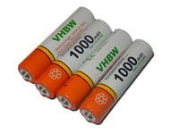 vhbw Lot 4 piles rechargeables AAA, HR03 1000mAh compatible avec Siemens Gigaset Duo, C300a, C300a Duo, C300a Trio, C300h, C380, C385, C385 Duo, C455