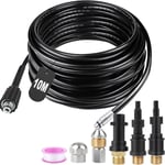 GOUTS ET COULEURS30M Tuyau Deboucheur Canalisation Haute Pression 180Bar Tuyau Déboucheur Flexible Tuyau Nettoyeur Haute Pression Avec 2 Buse 3 Adaptateurs Pour Kärcher K2-K7 Lavor Parkside Bosch