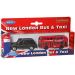 London Bus & Black Taxi Cab Classic Die Cast Models Toy Kids Collectors Welly 3+