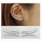 7 Kristaller Öronmanschett Klövring S925 Sterling Silver Örhängen Hypoallergena Örhängen