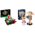 LEGO 10309 Icons Succulents Artificial Plants Set, Creative Hobby, Flower Bouquet Kit & 76421 Harry Potter Dobby the House-Elf Set, Movable Iconic Figure Model