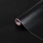 d-c-fix papier adhésif pour meuble effet cuir Noir - film autocollant décoratif rouleau vinyle - pour cuisine, porte, table - décoration revêtement peint stickers collant - 45 cm x 2 m
