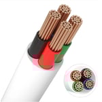 12-24V RGB kabel, vit rund - 4 x 0,5 mm², löpmeter, min. 5 meter