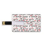 16GB USB Flash Thumb Drives I Love You Bank Credit Card Shape Business Key U Disk Memory Stick Storage Beauty of Love Style Typography Birthday Forever Never Let Me Go Print,Red Black White Personaliz
