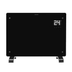 Devola Designer 1.5kW Smart Glass Panel Heater with Timer Black - DVPW1500B