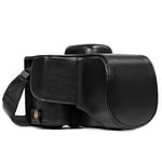 MegaGear MG856 Etui de Protection avec Bandoulière/Accès Batterie en Cuir pour Appareil Photo Nikon D3400 (18-55) Noir