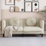 2-personers sofa med hynder velour cremefarvet