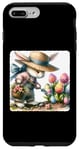 Coque pour iPhone 7 Plus/8 Plus Écusson motif lapin de Pâques avec chapeau de paille