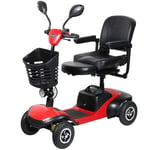 YUHT Light and Compact, Foldable,4 Wheel Power Electric Travel and Mobility Scooter,36Cm Wide Seat,Openable Handrail,Electromagnetic Brake,Rotatable Seat