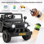 Barnbil med 12 V batteri elbil med fjärrkontroll 3 hastigheter svart 102,5 x 64 x 59,5 cm