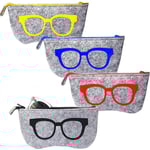 4 st Mjuka Glasögonfodral Filtfodral Filt Glasögonfodral med Dragkedja C