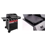 Char-Broil Barbecue Hybride Gas2Coal 330 - Barbecue à gaz et Charbon à 3 brûleurs, Finition Noire. & 140 515 - Plaque de Cuisson en Fonte pour brûleur latéral (plancha).