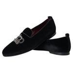 DOLCE & GABBANA Shoes Black Velvet Crystal Crown Men Loafers EU42 / US9 1200usd