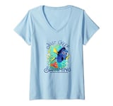 Womens Disney Pixar Finding Dory Just Keep Swimming V-Neck T-Shirt