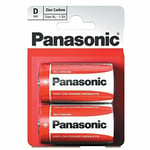 2 x Panasonic D Size Zinc Carbon Batteries LR20, MN1300, Mono, 13G, R20P, 1250