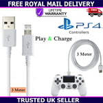 3 Metre Extra Long Micro USB Charger Cable For Sony PS4 Playstation 4 Controller