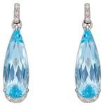 Elements Gold GE2385T 9ct White Gold Blue Topaz Diamond Tear Jewellery