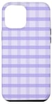 Coque pour iPhone 13 Pro Max Rayures tartan à carreaux vichy violet lavande