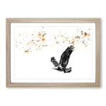 Big Box Art Bald Eagle in Flight in Abstract Framed Wall Art Picture Print Ready to Hang, Oak A2 (62 x 45 cm)