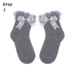Bow Tutu Socks Baby Girls Leggings Kids Sock Grey L