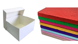 Square Colour Cake Drum Board & White Box + Lid Combo Pack for Wedding, Birthday Cakes (Rose Gold, 12 Inches)