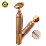 AYESY Face Massager Anti Aging Wrinkle Removal, Ionic Vibration Boost Nutrition Absorbing of Skin Care Products Face-lift Handheld Facial Body Massage Wand (Gold)
