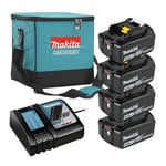 MAKITA MACHINES Pack Énergie 4 batteries 4,0 Ah BL1840B + 1 chargeur rapide DC18RC - en sac 831274-0