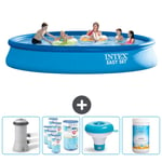 Intex Pyöreä puhallettava Easy Set uima-allas - 457 x 84 cm - Sininen - Sisältää pumpun Suodattimet - Kloori kellua - Kloori Tarvikkeet Mukaan Lukien