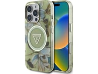 Etui Guess Glitter Flowers Triangle Buttons Magsafe Do Iphone 16 Pro Zielony