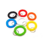 Big Bargain Store Key Ring Random Color Wrist Band Key Ring Chain Holder Tag Assorted Color Stretchable Plastic Bracelet Wrist Coil 30 pack