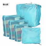 5pcs Travel Storage Bag Luggage Organizer Clothes Case Blue