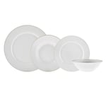 Karaca Rebeca Porcelain Dinner Set for 6 People - 24-Piece Crockery Set with Plates and Bowls Set, Round Dinnerware Set & White Gold Dinner Set