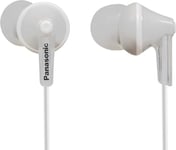 Panasonic RP-HJE125E Dynamic In-Ear Sound Earphones,Wide 10Hz-24kHz Range,​Customizable Comfort with S/M/L 3 Sized Ear Buds,Secure ​Ergonomic Hold for Active Use,Durable 1.1m Cable-White​