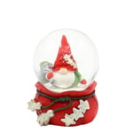 Boule à Neige Lutin de Noël avec Sac Cadeau sur Socle Rouge avec étoiles, L x l x H x Ø 4,8 x 4,5 x 6,5 cm, Ø 4,5 cm