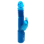 Deep Stroker Bunny Rabbit Vibrator Blue Jelly Realistic Thrust Penis Shaft Toy