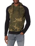 Urban Classics Men's Camo Contrast Raglan Hoody Sweatshirt, Olive Camo/Black , XL