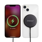 Intenso® trädlös MagSafe-kompatibel laddare QI 15W inkl. USB-C-kabel och 30W PD/QC Snabbladdare. svart
