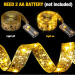 Bandljussträng LED Julgransdekoration Ljus Festlig Atmosfär Ljus Dubbellager Förgylld Satinband Koppartrådsljus Warm light
