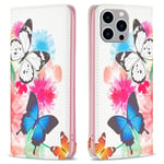 BF Pattern Printing Cover for iPhone 14 Pro Max- Two Butterflies etui