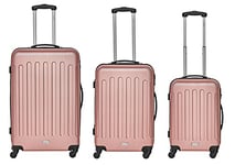 Packenger Packenger 3er Koffer-Set"Travelstar" Trolley-Set Hartschale (M, L & XL) Hand Luggage, 75 cm, 94 liters, Pink (Mauve)