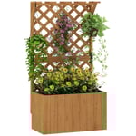 Upphöjd bädd växtlåda med spaljétak spaljé växtkruka blomlåda trä, trädgårdsspaljé 64 x 33 x 122cm för trädgård balkong terrass,